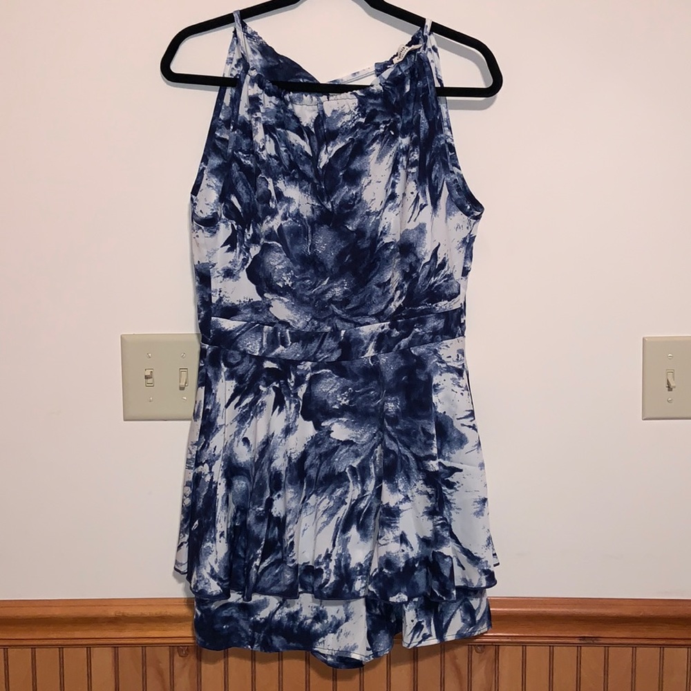 NWT! Blue and White Summer Romper. Large.